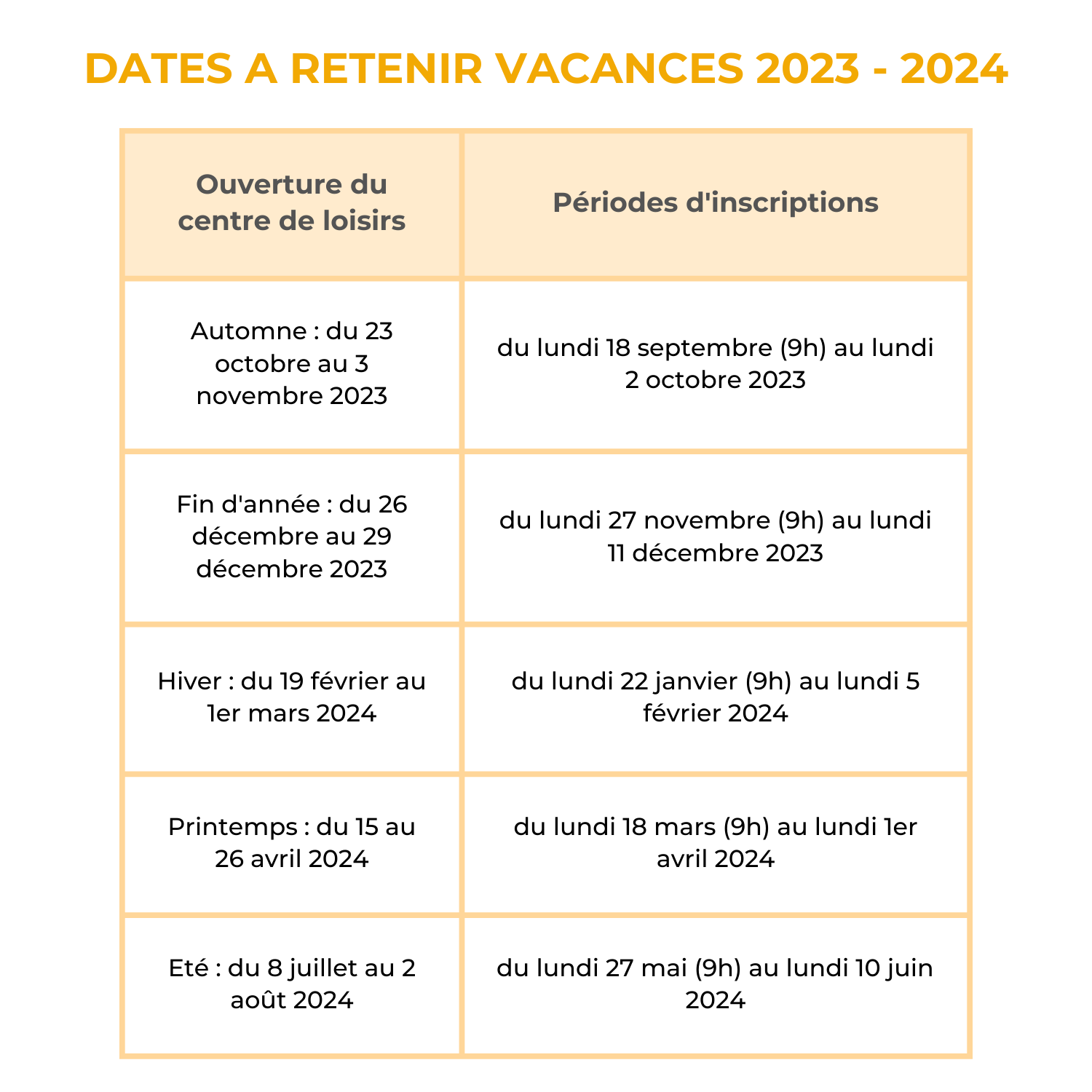 Dates A Retenir Vacances