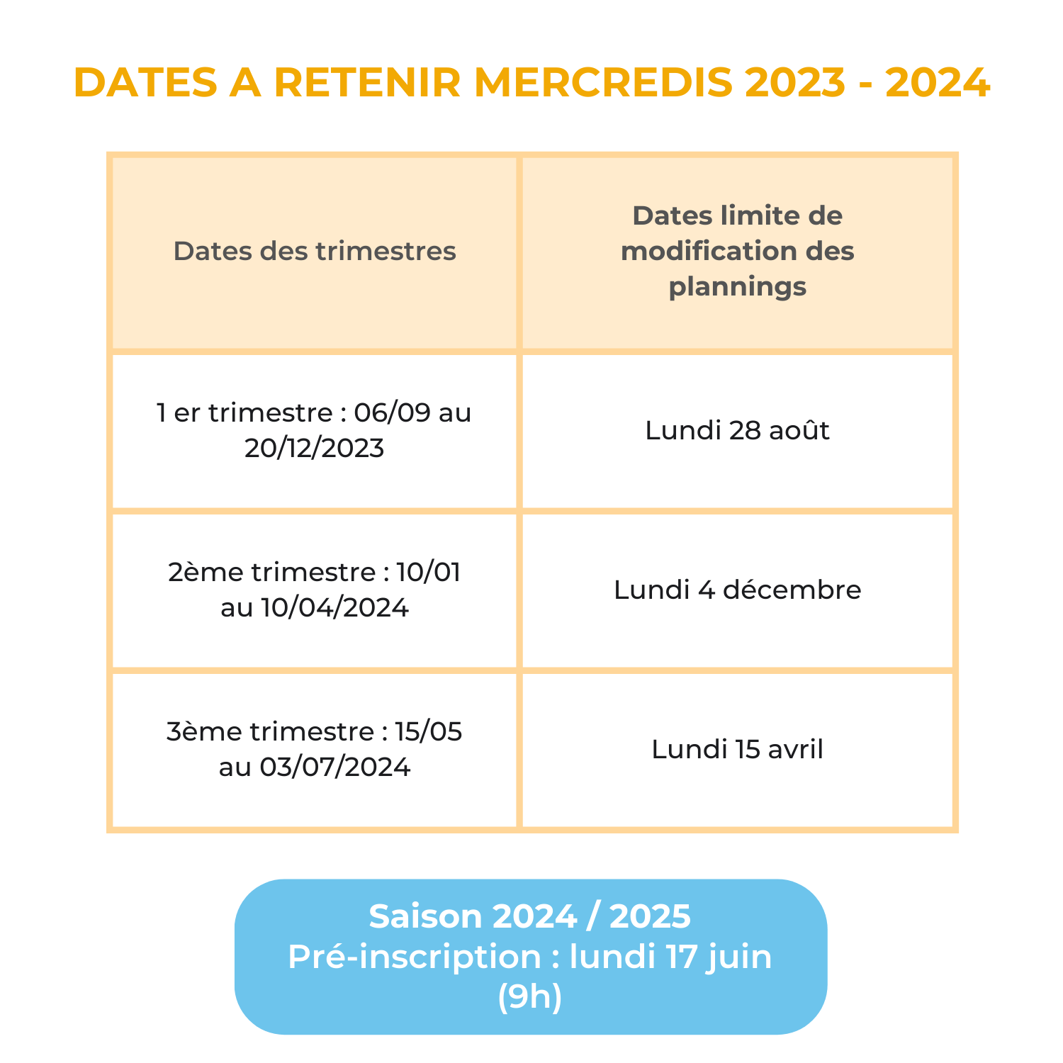 dates mercredis